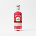 Bottle of Copeland Rhuberry gin with a red label on a white background