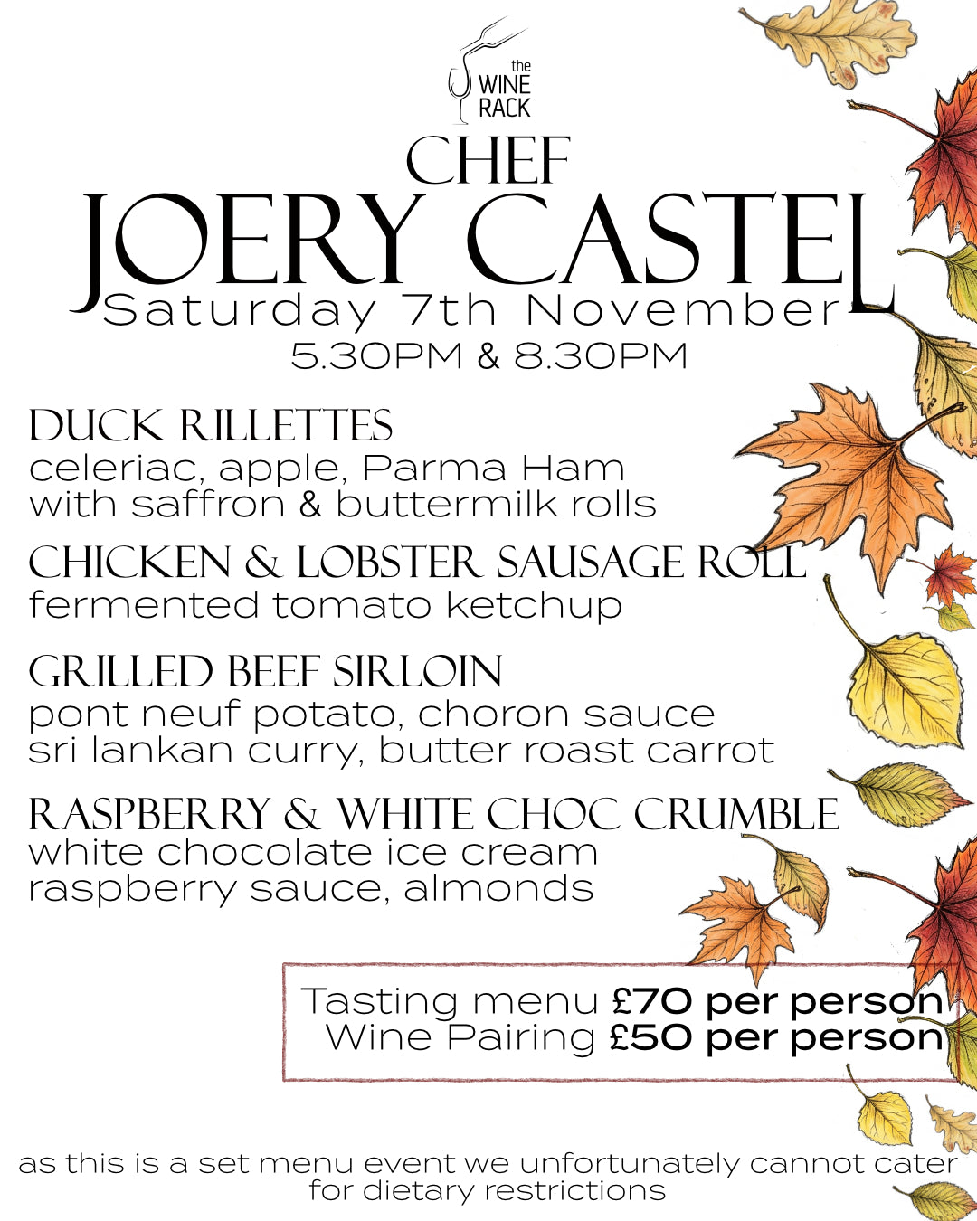 Wine Dinner with Joery Castel - 7th November 2026