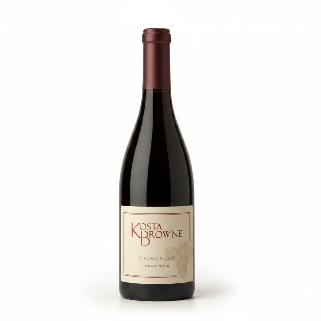 Kosta Browne Pinot Noir wine bottle on a white background
