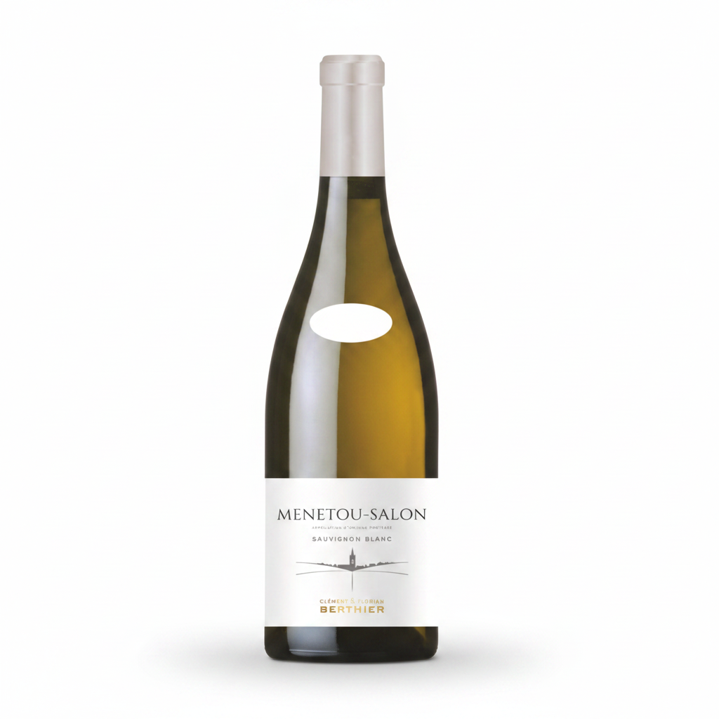 Wine bottle with Menetou-Salon label on a white background