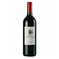 Red wine bottle with 'Chateau Saint Ahon' label on a white background