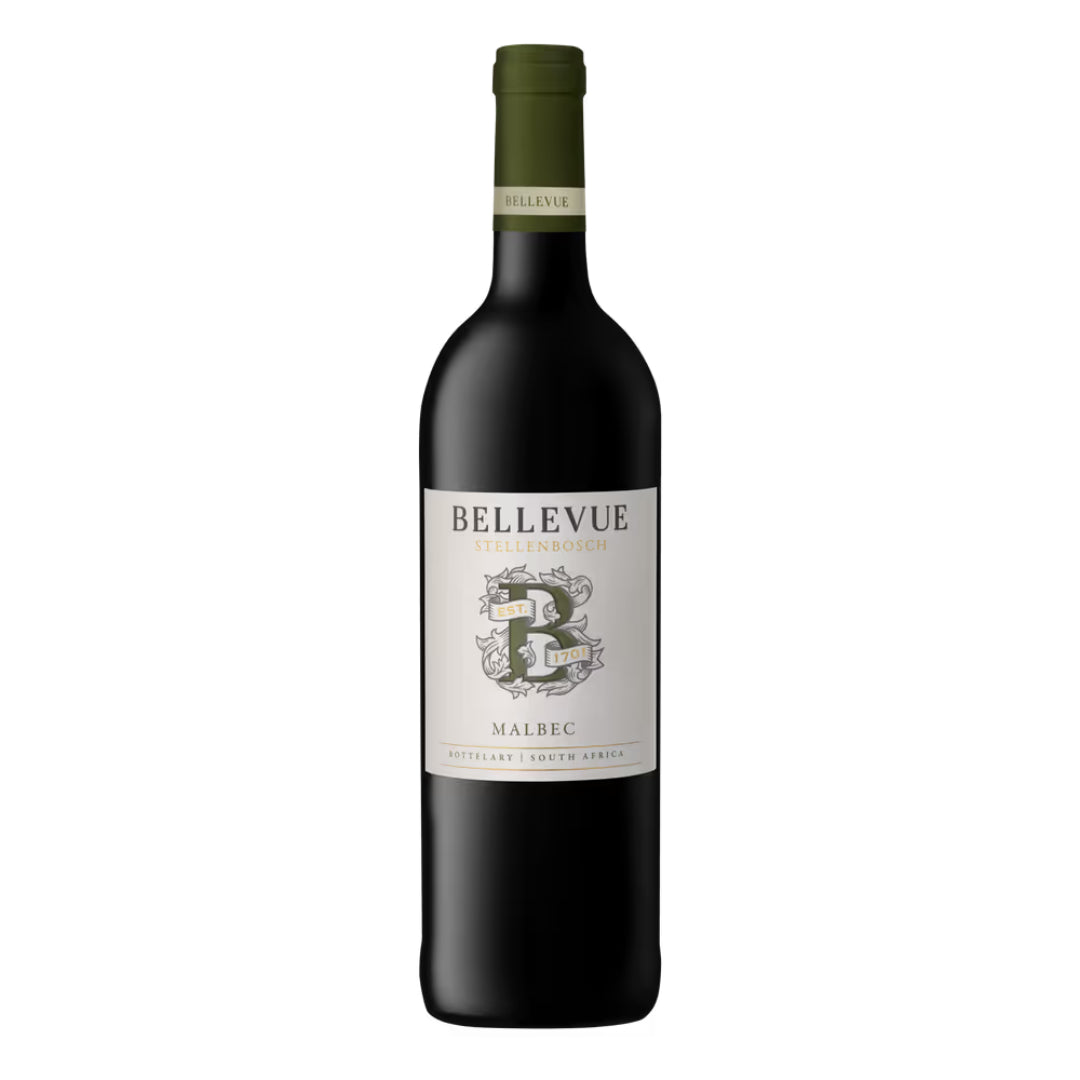 Bellevue Malbec wine bottle on a white background