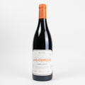 Las Cenizas Rioja Wine bottle with orange cork and white label on a white background