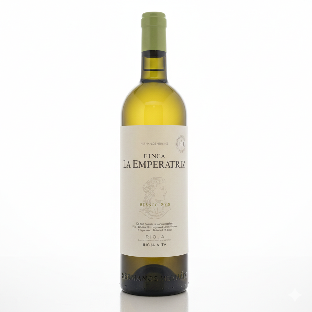 Bottle of Finca La Emperatriz Blanco wine on a white background