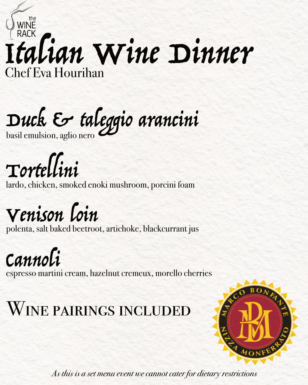 Italian Wine Dinner - 16th November