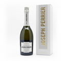 Joseph Perrier Blanc de Blancs champagne bottle and packaging on a white background