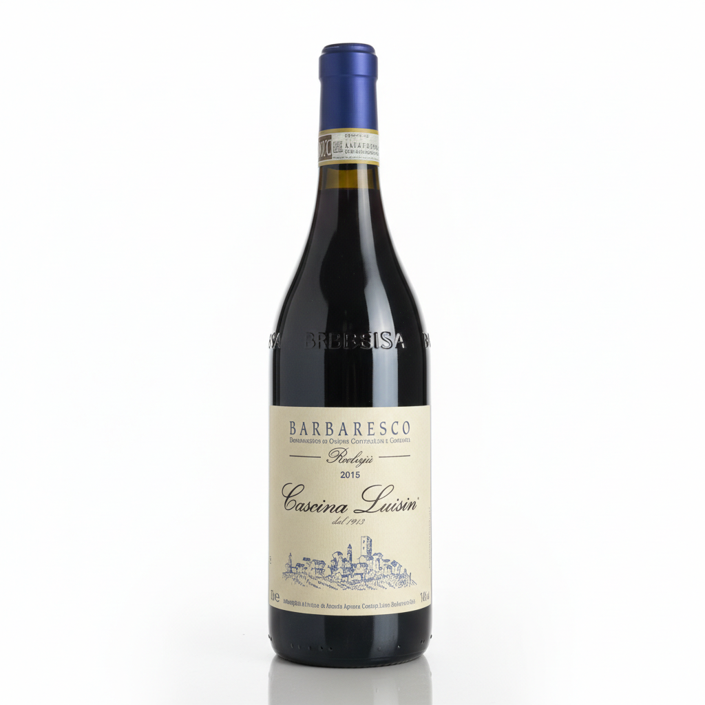Cascina Luisin Rabaja Barbaresco Wine bottle with label on a white background