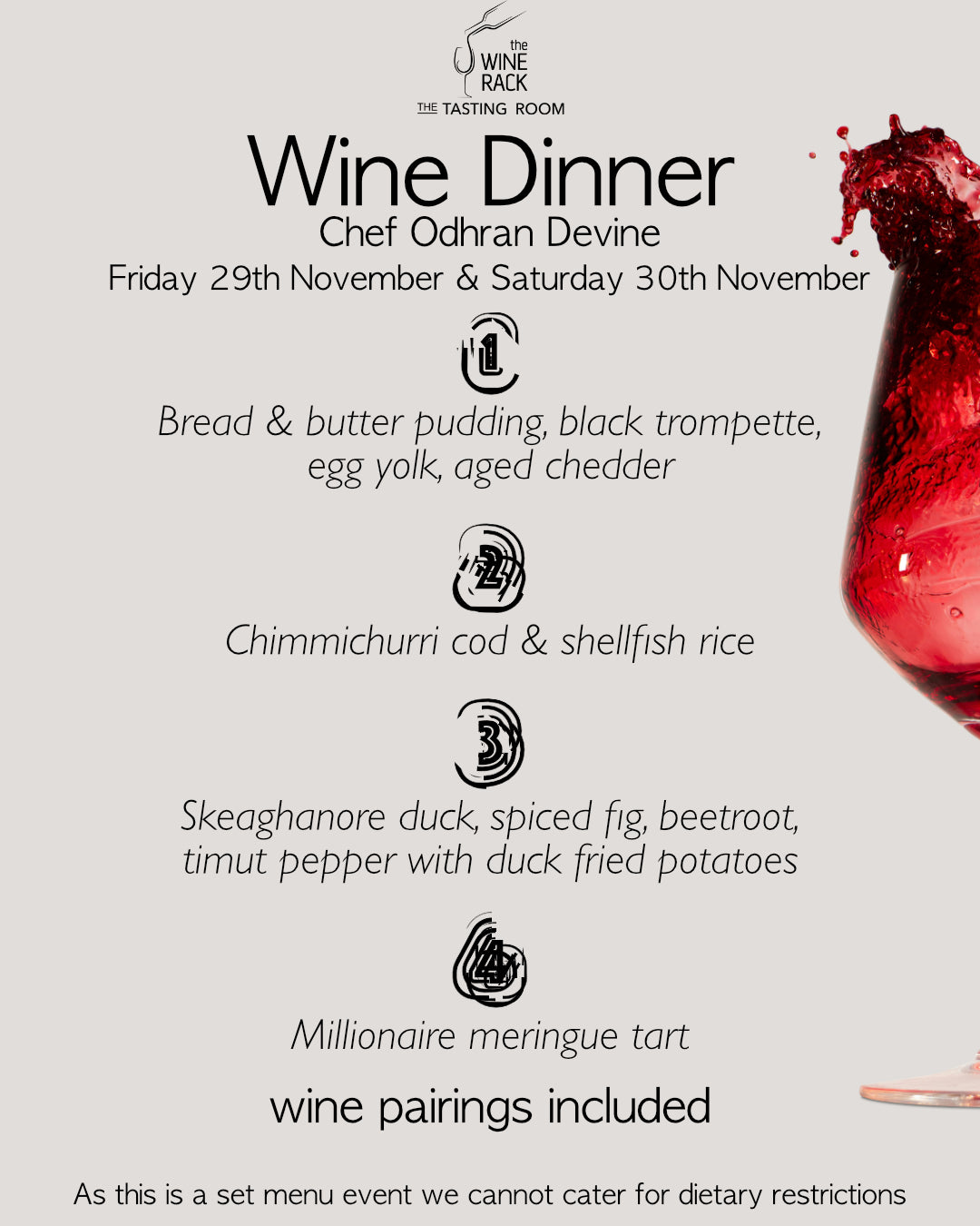 Odhran Devine Wine Dinner - 29th & 30th November