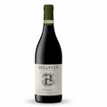 Wine bottle with Bellevue Pinotage label on a white background