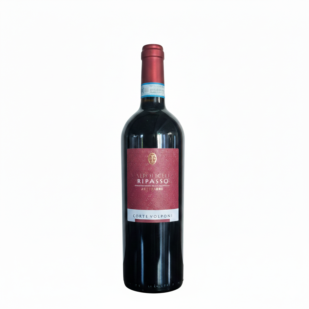 Corte Volponi Vapolicella Ripasso Red wine bottle with a visible label on a white background